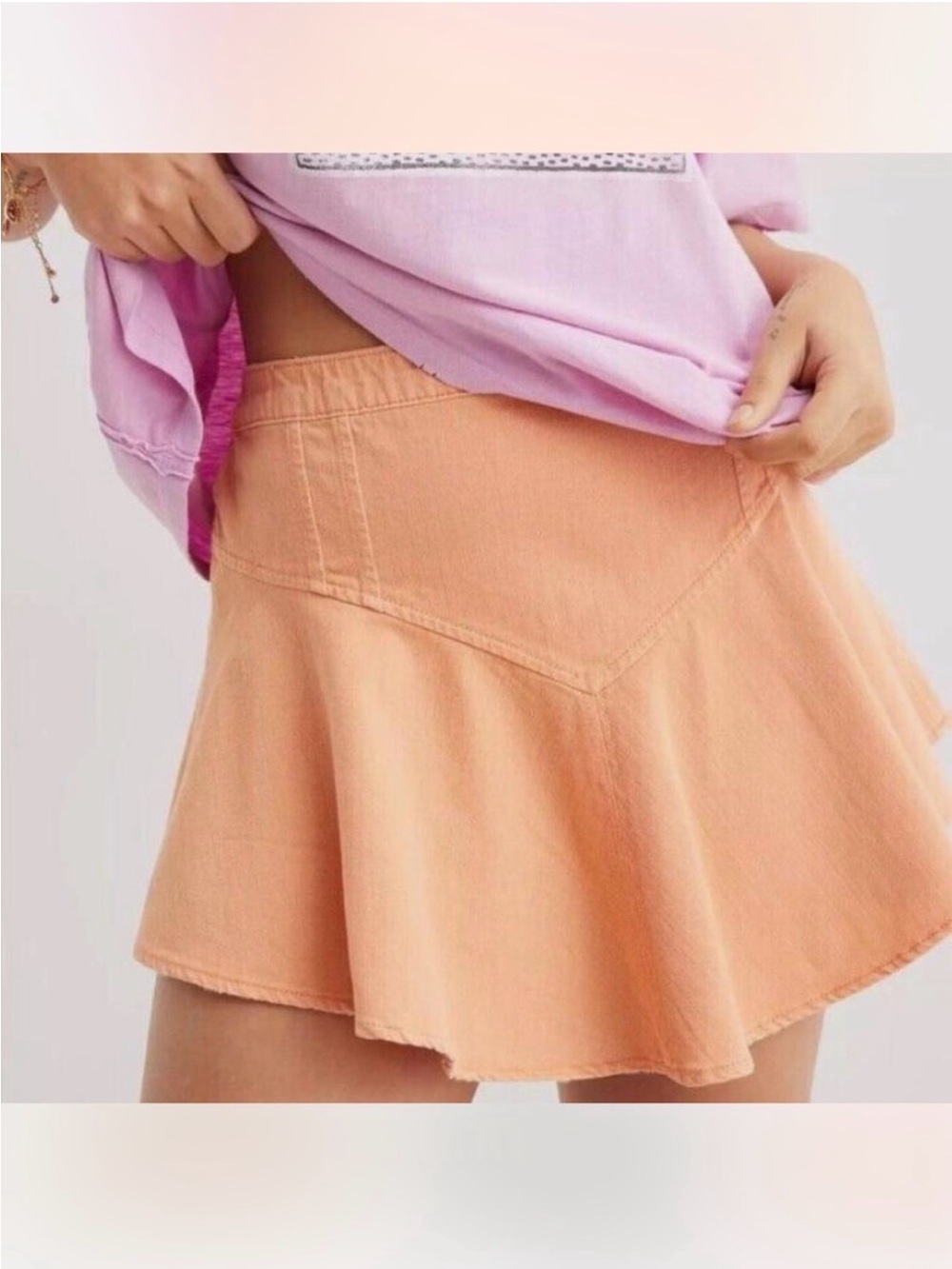 aerie Peach-Orange denim Skirt